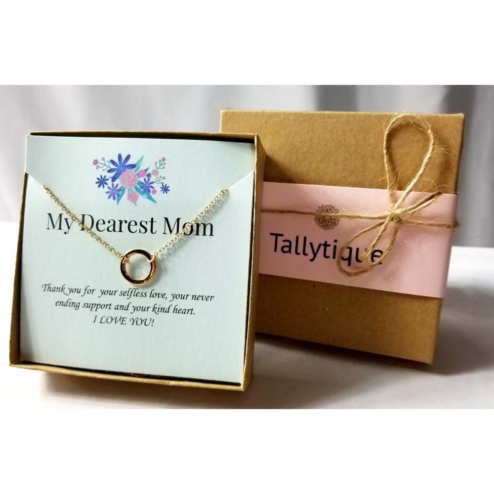 My Dearest Mom Gold Circle Infinity Necklace
